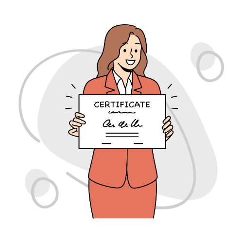 a female student just completed the teaching course and got the certificate
